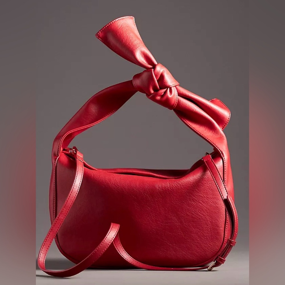 Melie Bianco Red Knot-Handle Shoulder Bag